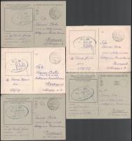 1942 5 db Tábori lap azonos feladóval az orosz frontról, mindegyiken a feladó sajátkezű grafikája. Érdekes tétel!!