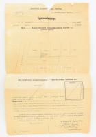 1923 Budapest Óbuda, igazolás 10 Bécsi út - Pacsirtamező utcai telek határvonalainak kijelöléséről, 20 x 500K Budapest fővárosi okmánybélyeggel