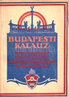 Budapesti kalauz. Guide of Budapest. Guide di Budapest. Guide de Budapest. Budapester Fremdenführer. (1927) Budapest, 1927. Illés József - Újságüzem Kiadó és Nyomda Rt. 74 + [6] p. + 8 t. (kétoldalas táblákon idegenforgalmi fotóanyag). Angol, olasz, francia és német nyelven készült rövid turisztikai városkalauzunk a tágabb értelemben vett Belvárost ajánlja a látogató figyelmébe, valamint hangsúlyozza a város üdülési, sportolási, színházi és kereskedelmi lehetőségeit: a szerző szerint Budapest nem csupán kulturális centrum, hanem Kelet és Nyugat kereskedelmének valóságos csomópontja. Fűzve, színes, illusztrált kiadói borítóban. Jó példány.