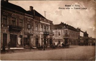 1914 Árpatarló, Ruma; Glavna ulica / Hauptgasse / Fő utca, Milenko Nikolajevic üzlete / main street, shops (EK)