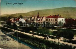 1917 Zsolna, Sillein, Zilina; Park részlet. K. J. Bp. / park + "ZSOLNA PÁLYAUDVAR 1917. JÚL. 23." (kopott sarkak / worn edges)