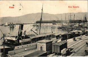 1908 Fiume, Rijeka; Riva Szapáry / kikötő, gőzhajók / port, steamships (fl)