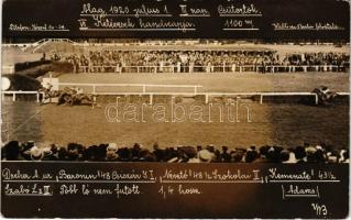 Alag, Dunakeszi-Alag; Alagi lóverseny 1920. július 1. VI. Kétévesek hendikepje, befutó. Waltner Berta felvétele, photo (fl)