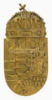 Magyar Királyság címere bronz plakett, 16,5x8 cm