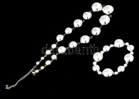 Nagy fényes golyós nyaklánc 52 cm, és karkötő