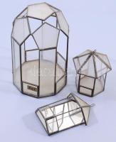 3 darab ólomüveg dísztárgy, m: 16 cm alatt