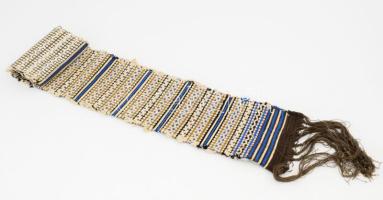 cca 1900, Lakócsa környéke, Dráva menti horvát női ruha díszsáv, jó állapotban, h: 68 cm