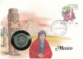Mexikó 1981. 1P Cu-Ni, felbélyegzett borítékban, bélyegzéssel T:UNC, patina Mexico 1981. 1 Peso Cu-Ni in envelope with stamp and cancellation C:UNC, patina