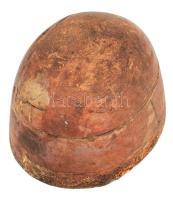 Antik fa női kalap mintaforma, jelzett, kopott, 19x12 cm