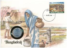 Banglades ND(1974) 10P Al "FAO" felbélyegzett borítékban, bélyegzéssel, német nyelvű leírással T:UNC Bangladesh DN(1974) 10 Paisa Al "FAO" coin in envelope with stamp and cancellation, with German description C:UNC