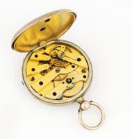 Ezüst (Ag), kulcsos zsebóra, szépen jár d: 47 mm