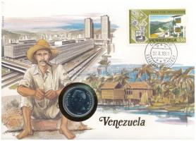 Venezuela 1989. 5B felbélyegzett borítékban, bélyegzéssel, német nyelvű leírással T:UNC Venezuela 1989. 5 Bolívares in envelope with stamp and cancellation, with German description C:UNC