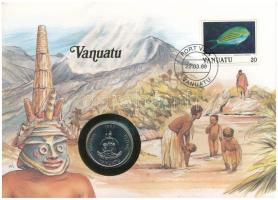 Vanuatu 1983. 20v Cu-Ni felbélyegzett borítékban, bélyegzéssel, német nyelvű leírással T:UNC Vanuatu 1983. 20 Vatu Cu-Ni in envelope with stamp and cancellation, with German description C:UNC