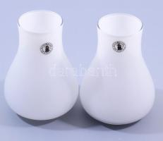 Tejüveg váza pár, címkével jelzett, hibátlan, m: 12,5 cm