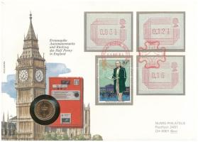 Nagy-Britannia 1982. 1/2p bronz "Az első automata és a fél penny bevonása Angliában" felbélyegzett borítékban, bélyegzéssel T:UNC United Kingdom 1982. 1/2 Penny bronze in "First issue vending machine mark and withdrawal of the half penny in England" envelope with stamp and cancellation C:UNC