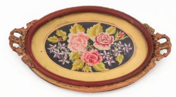 Goblein berakásos fa tálca, kis sérüléssel, 29x18 cm