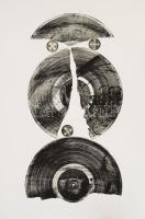 Magyar Mónika (1971-): Torzó V, 2001. Hidegtű, mezzotinto, anyagnyomat, papír, jelzett, művészpéldány EA I/V. számozással. 58x30 cm