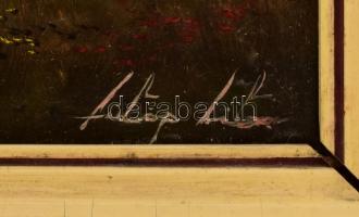 Fülöp Tibor (1961-): A magyar géniusz (cím nélkül). Olaj, fa. Jelzett. Kissé laza és sérült fakeretb...