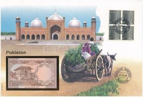 Pakisztán DN(1982-1984) 1R felbélyegzett borítékban, bélyegzéssel T:UNC Pakistan ND(1982-1984) 1 Rupee in envelope with stamp and cancellation C:UNC