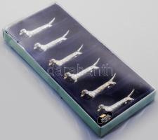 Fém tacskó késbak szett, 6 db, dobozában, h: 8 cm