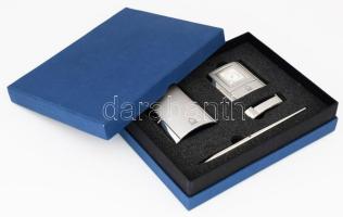 Modern 4 részes íróasztali szett, dobozban, 18x24 cm