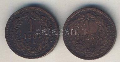 1885KB 1kr + 1888KB 1kr T:3 egyiken kis ph.