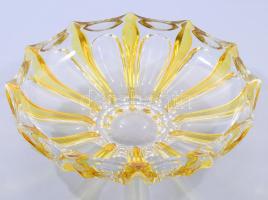 Kristály asztalközép kínáló, ezüstpácolt díszítéssel, jelzés nélkül, hibátlan, d: 27 cm