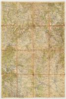 cca 1910 Budapest és Losonc környékének térképe, 1 : 200.000, vászonra kasírozva, körbevágva, kis sérülésekkel, 57x39 cm