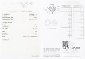 Pink briliáns 0,17 ct halvány rózsaszín párna csiszolás, I2 Tanúsítvánnyal