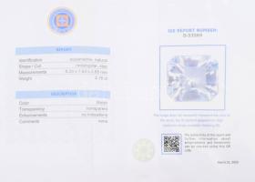 Akvamarin 2,16 ct négyzet alakú csiszolással, tanusítvánnyal