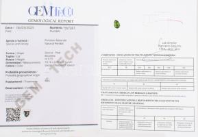 Peridot 3,15 ct körte csiszolással, tanúsítvánnyal