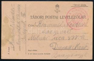 ~1916 Tábori posta levelezőlap Dunaszekcsőre küldve teljes magyar tartalommal "K.u.k. KRIEGSMARINE S.M.S. SZAMOS"