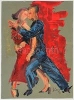 Olvashatatlan jelzéssel: Táncoló pár. Olaj, karton. 34,5x26 cm