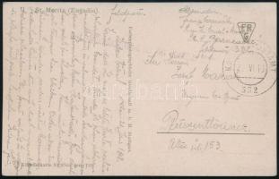 1918 Színes képeslap Pestszentlőrinczre küldve, teljes magyar nyelvű tartalommal "K.u.K. FELDPOSTAMT / 332" Ez a gőzhajó a k.u.k. Aknakereső Hadosztály vezető hajója volt a fekete-tengeri hadműveletben. A kék szolgálati pecsétet kifejezetten erre a hadműveletre készítették, és csak akkor használták amikor a Duna-flottilla augusztus elején visszatért Romániába. A Bessarabec a magas merülése miatt Odesszában maradt.