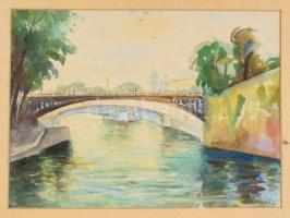 Balázs György (1927-2015): Városrészlet. Akvarell, papír, paszpartuban. 20,5x28 cm