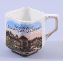 Budapesti emlékcsésze a Szt. Lukács-fürdő látképével, kopással, m: 5 cm