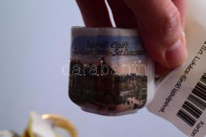 Budapesti emlékcsésze a Szt. Lukács-fürdő látképével, kopással, m: 5 cm