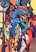 Jelzés nélkül: Az idő szövevénye. Vegyes technika, karton. 70×49 cm