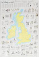 Bartholomew Historic Series, Cathedrals and Abbeys, Map of the British Isles / Katedrálisok és apátságok a Brit-szigeteken, nagyméretű térkép/ismertető, angol nyelvű, 100x75 cm