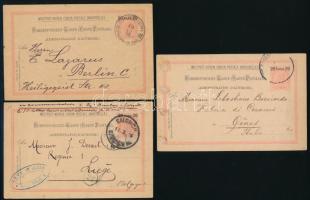 Ausztria Levant 3 db futott díjjegyes levelezőlap