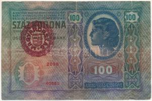 1912. 100K "2096 40560", piros "MAGYARORSZÁG" felülbélyegzéssel T:F beszakadások Adamo K28