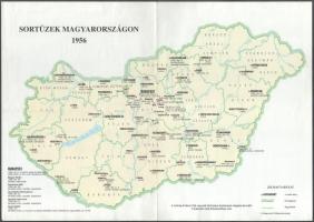 2006 Sortüzek Magyarországon 1956, térkép/poszter, a Honlevél 2006. februári számának melléklete, 29x41 cm