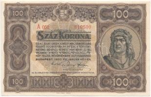 1920. 100K "Orell Füssli Zürich" nyomdahely jelöléssel, "A 052 819500" sorszámmal T:XF gyűrődések Adamo K29