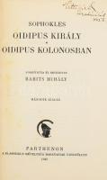 Sophokles: Oidipus Király. Oidipus Kolonosban. Ford. és bev. Babits Mihály. Parthenon Kétnyelvű Klasszikusai. Bp., 1942., Parthenon, 4+218+2 p. Magyar és görög nyelven. Kiadói félvászon-kötés, kissé kopott borítóval.