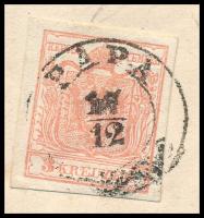 1854 3kr MP III. on cover, "PÁPA" - "RAAB" 1854 3kr MP III. levélen, "PÁPA&...