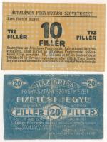 Budapest ~1920. 10f "Általános Fogyasztási Szövetkezet", hátoldalon bélyegzéssel + Budapest 1920. 20f "Háztartás Fogyasztási Szövetkezet" T:VF,F
