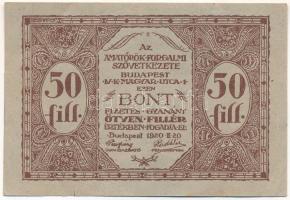Budapest 1920. 50f "Amatőrök Forgalmi Szövetkezete bón" T:F szép papír Adamo BUC-7.1