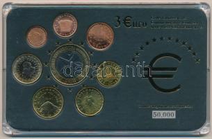 Szlovénia 2007. 1c-1E (7xklf) + 2008. 3E forgalmi összeállítás eredeti műanyag tokban, német nyelvű, sorszámozott tanúsítvánnyal T:AU, patina Slovenia 2007. 1 Cent - 1 Euro (7xdiff) + 2008. 3 Euro coin set in original plastic case, with numbered German certificate C:AU, patina