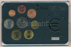 Luxemburg 2003-2006. 1c-2E (8xklf) forgalmi összeállítás eredeti műanyag tokban, német nyelvű, sorszámozott tanúsítvánnyal T:AU, patina Luxembourg 2003-2006. 1 Cent - 2 Euro (8xdiff) coin set in original plastic case, with numbered German certificate C:AU, patina