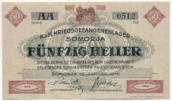 Somorja / hadifogolytábor 1916. január 15. 50f két nagybetűs sorozatjellel és arab sorszámmal T:AU
...
